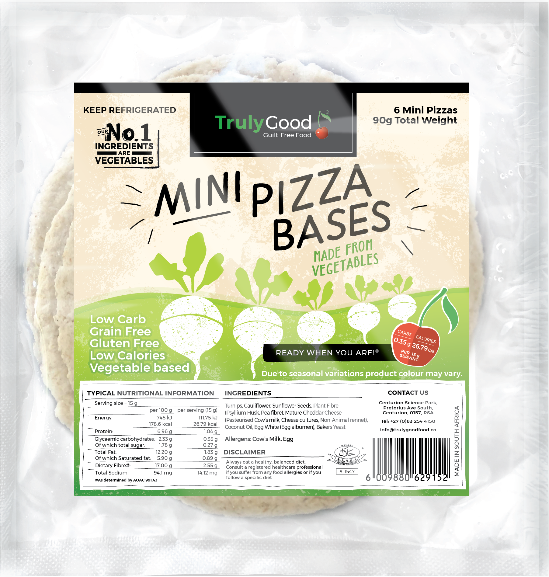 Mini Pizza Bases: 6 servings